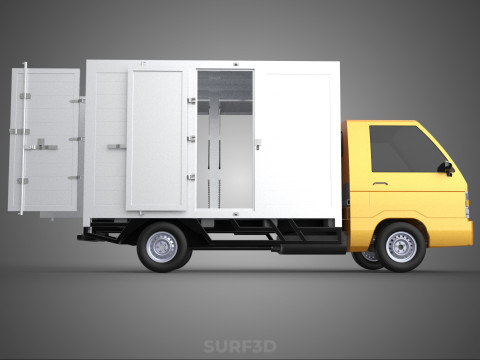 FOOD BOX TRUCK PICKUP SIDE DOOR BOOTH STAND WAGON CATERING VAN 3D Modell