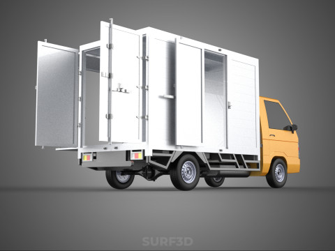 FOOD BOX TRUCK PICKUP SIDE DOOR BOOTH STAND WAGON CATERING VAN 3D Modell