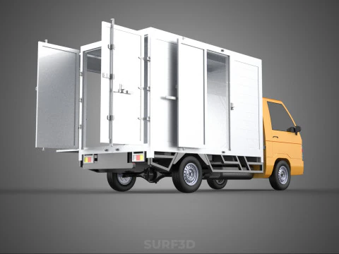 FOOD BOX TRUCK PICKUP SIDE DOOR BOOTH STAND WAGON CATERING VAN 3D Model