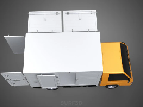 FOOD BOX TRUCK PICKUP SIDE DOOR BOOTH STAND WAGON CATERING VAN 3D Model