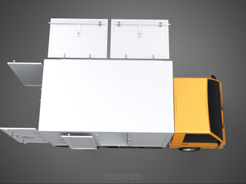 FOOD BOX TRUCK PICKUP SIDE DOOR BOOTH STAND WAGON CATERING VAN 3D Modell