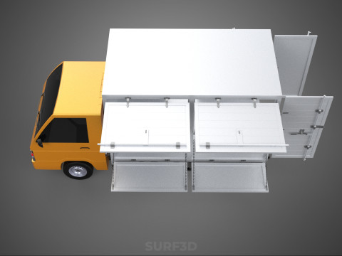 FOOD BOX TRUCK PICKUP SIDE DOOR BOOTH STAND WAGON CATERING VAN 3D Modell