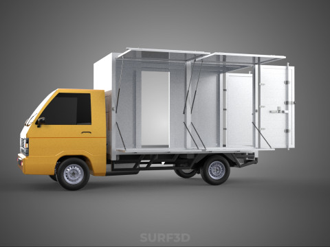 FOOD BOX TRUCK PICKUP SIDE DOOR BOOTH STAND WAGON CATERING VAN 3D Modell