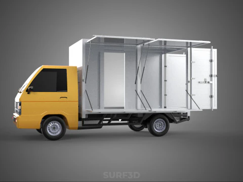 FOOD BOX TRUCK PICKUP SIDE DOOR BOOTH STAND WAGON CATERING VAN 3D Model
