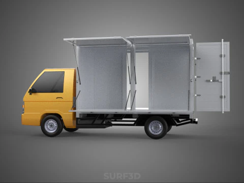 FOOD BOX TRUCK PICKUP SIDE DOOR BOOTH STAND WAGON CATERING VAN 3D Model
