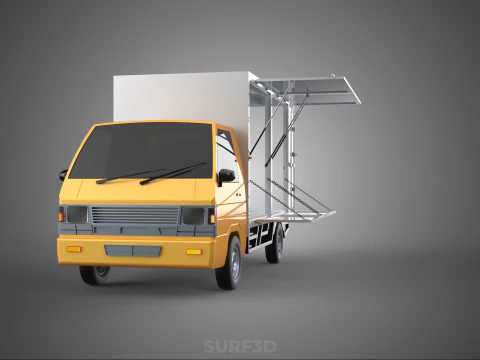 FOOD BOX TRUCK PICKUP SIDE DOOR BOOTH STAND WAGON CATERING VAN 3D Model
