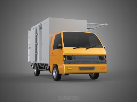 FOOD BOX TRUCK PICKUP SIDE DOOR BOOTH STAND WAGON CATERING VAN 3D Model