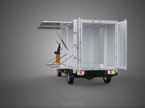 FOOD BOX TRUCK PICKUP SIDE DOOR BOOTH STAND WAGON CATERING VAN 3D Modell