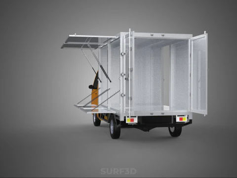 FOOD BOX TRUCK PICKUP SIDE DOOR BOOTH STAND WAGON CATERING VAN 3D Model