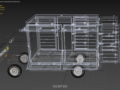 FOOD BOX TRUCK PICKUP SIDE DOOR BOOTH STAND WAGON CATERING VAN 3D Modell