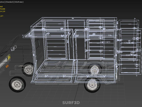 FOOD BOX TRUCK PICKUP SIDE DOOR BOOTH STAND WAGON CATERING VAN 3D Model