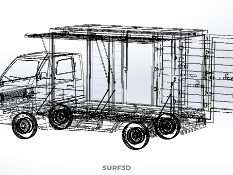 FOOD BOX TRUCK PICKUP SIDE DOOR BOOTH STAND WAGON CATERING VAN 3D Modell