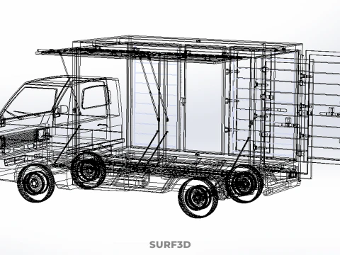 FOOD BOX TRUCK PICKUP SIDE DOOR BOOTH STAND WAGON CATERING VAN 3D Model