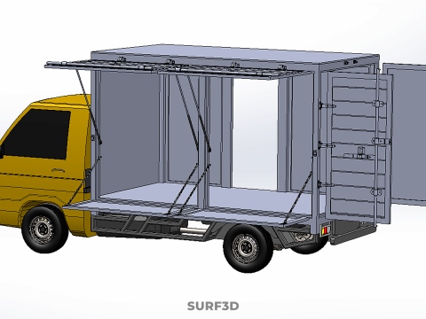 FOOD BOX TRUCK PICKUP SIDE DOOR BOOTH STAND WAGON CATERING VAN 3D Modell