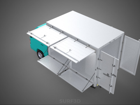 CUBE VAN BOX DROP SIDE TAILGATE REAR GATE DOOR PICKUP TRUCK CAR 3D 모델