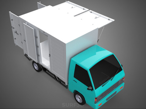 CUBE VAN BOX DROP SIDE TAILGATE REAR GATE DOOR PICKUP TRUCK CAR 3D 모델