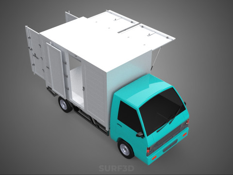 CUBE VAN BOX DROP SIDE TAILGATE REAR GATE DOOR PICKUP TRUCK CAR 3D 모델