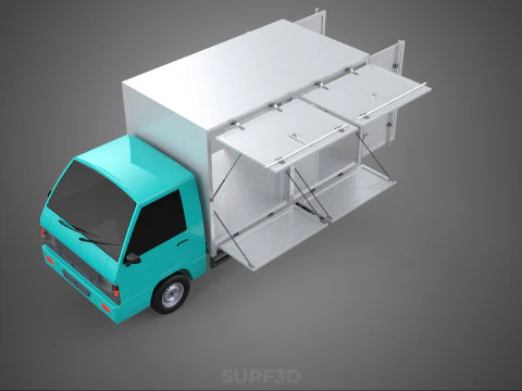 CUBE VAN BOX DROP SIDE TAILGATE REAR GATE DOOR PICKUP TRUCK CAR 3D Model