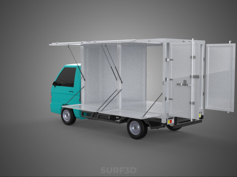CUBE VAN BOX DROP SIDE TAILGATE REAR GATE DOOR PICKUP TRUCK CAR 3D 모델