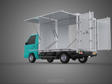 CUBE VAN BOX DROP SIDE TAILGATE REAR GATE DOOR PICKUP TRUCK CAR 3D 모델