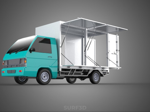 CUBE VAN BOX DROP SIDE TAILGATE REAR GATE DOOR PICKUP TRUCK CAR 3D 모델