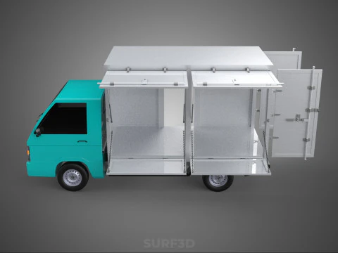 CUBE VAN BOX DROP SIDE TAILGATE REAR GATE DOOR PICKUP TRUCK CAR 3D Model