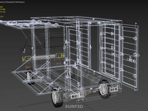 CUBE VAN BOX DROP SIDE TAILGATE REAR GATE DOOR PICKUP TRUCK CAR 3D 모델