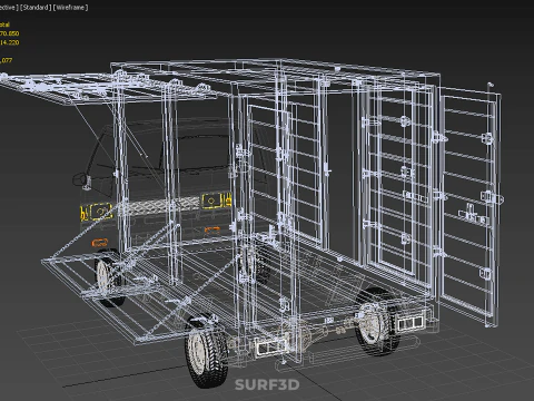 CUBE VAN BOX DROP SIDE TAILGATE REAR GATE DOOR PICKUP TRUCK CAR 3D Model