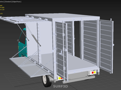 CUBE VAN BOX DROP SIDE TAILGATE REAR GATE DOOR PICKUP TRUCK CAR 3D 모델