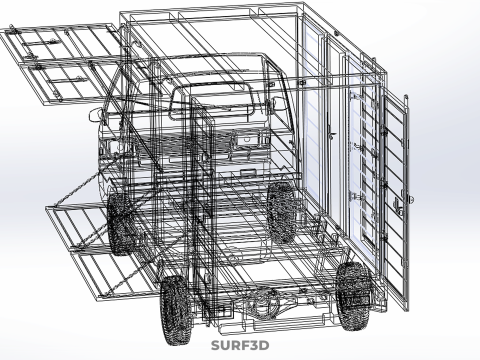 CUBE VAN BOX DROP SIDE TAILGATE REAR GATE DOOR PICKUP TRUCK CAR 3D 모델