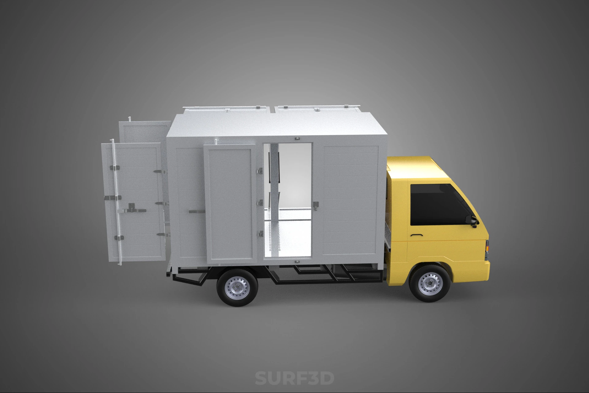SLIDING SIDE DOOR BOX TRUCK SLIDE PANEL GATE LOADER DROP PICKUP 3D Model .c4d .max .obj .3ds .fbx .stl .blend 