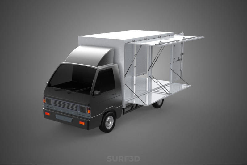 CAR MOBILE SHOP FOOD TRUCK VEHICLE VAN RETAIL CATERING OPEN DOOR Model 3D .c4d .max .obj .3ds .fbx .stl .blend