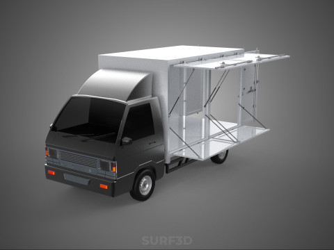 CAR MOBILE SHOP FOOD TRUCK VEHICLE VAN RETAIL CATERING OPEN DOOR 3D Model