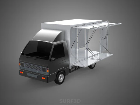 CARRO MÓVEL LOJA FOOD TRUCK VEÍCULO VAN VAREJO CATERING PORTA ABERTA Modelo 3D