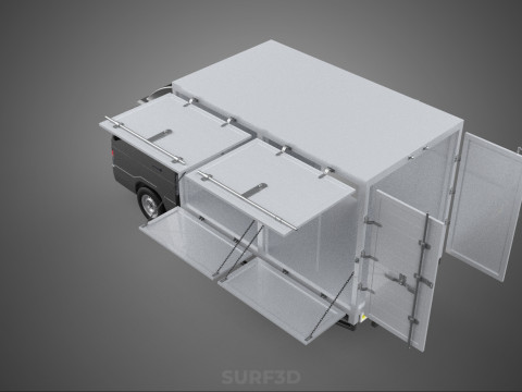 CAR MOBILE SHOP FOOD TRUCK VEHICLE VAN RETAIL CATERING OPEN DOOR Model 3D