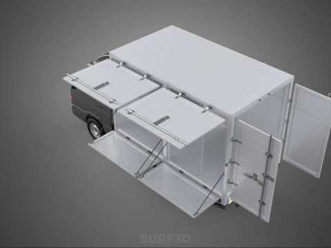 AUTO MOBILE SHOP LEBENSMITTEL LKW FAHRZEUG VAN EINZELHANDEL CATERING OFFENE T&Uuml;R 3D Modell