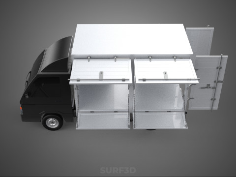 CAR MOBILE SHOP FOOD TRUCK VEHICLE VAN RETAIL CATERING OPEN DOOR Model 3D