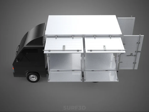 AUTO MOBILE SHOP LEBENSMITTEL LKW FAHRZEUG VAN EINZELHANDEL CATERING OFFENE T&Uuml;R 3D Modell