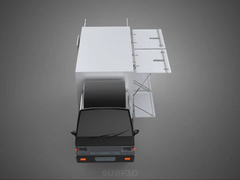 AUTO MOBILE SHOP LEBENSMITTEL LKW FAHRZEUG VAN EINZELHANDEL CATERING OFFENE T&Uuml;R 3D Modell