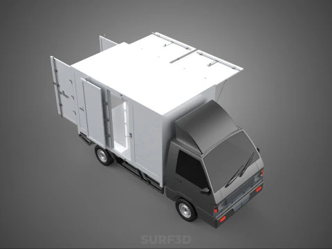 AUTO MOBILE SHOP LEBENSMITTEL LKW FAHRZEUG VAN EINZELHANDEL CATERING OFFENE T&Uuml;R 3D Modell