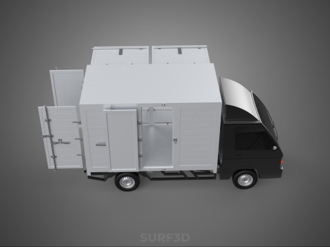 CAR MOBILE SHOP FOOD TRUCK VEHICLE VAN RETAIL CATERING OPEN DOOR Model 3D