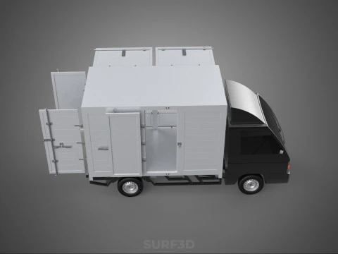 AUTO MOBILE SHOP LEBENSMITTEL LKW FAHRZEUG VAN EINZELHANDEL CATERING OFFENE T&Uuml;R 3D Modell