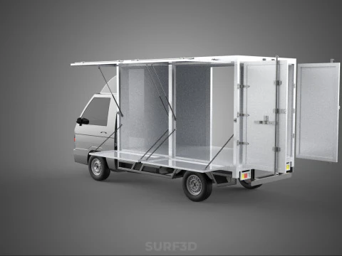 AUTO MOBILE SHOP LEBENSMITTEL LKW FAHRZEUG VAN EINZELHANDEL CATERING OFFENE T&Uuml;R 3D Modell