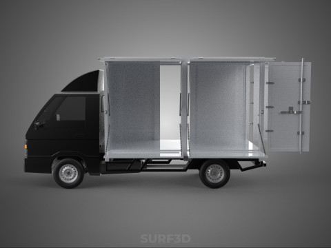 CAR MOBILE SHOP FOOD TRUCK VEHICLE VAN RETAIL CATERING OPEN DOOR Model 3D