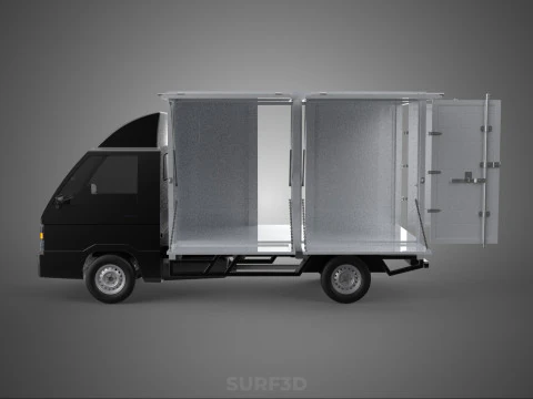 AUTO MOBILE SHOP LEBENSMITTEL LKW FAHRZEUG VAN EINZELHANDEL CATERING OFFENE T&Uuml;R 3D Modell