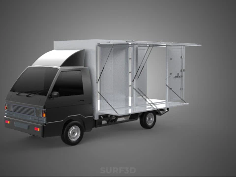 AUTO MOBILE SHOP LEBENSMITTEL LKW FAHRZEUG VAN EINZELHANDEL CATERING OFFENE T&Uuml;R 3D Modell