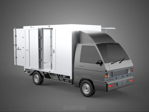 AUTO MOBILE SHOP LEBENSMITTEL LKW FAHRZEUG VAN EINZELHANDEL CATERING OFFENE T&Uuml;R 3D Modell