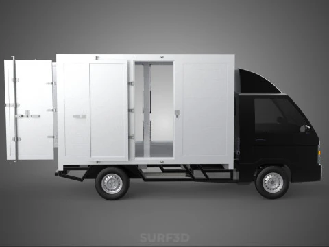 AUTO MOBILE SHOP LEBENSMITTEL LKW FAHRZEUG VAN EINZELHANDEL CATERING OFFENE T&Uuml;R 3D Modell