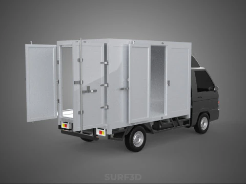 AUTO MOBILE SHOP LEBENSMITTEL LKW FAHRZEUG VAN EINZELHANDEL CATERING OFFENE T&Uuml;R 3D Modell
