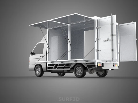 AUTO MOBILE SHOP LEBENSMITTEL LKW FAHRZEUG VAN EINZELHANDEL CATERING OFFENE T&Uuml;R 3D Modell